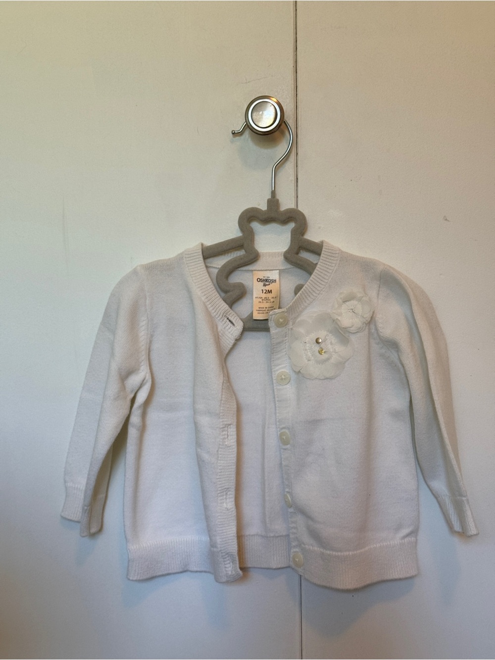 Carter's Ivory Floral Applique Knit Cardigan